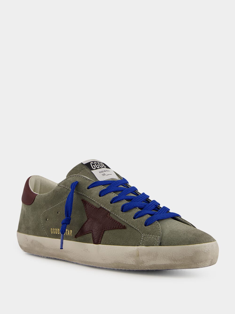 Dark Green 	Suede Superstar Sneakers with Brown Star