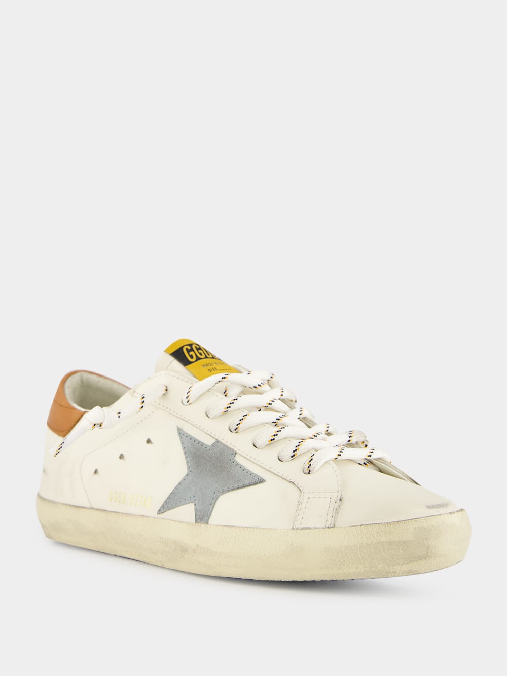 White Brown Superstar Leather Sneakers