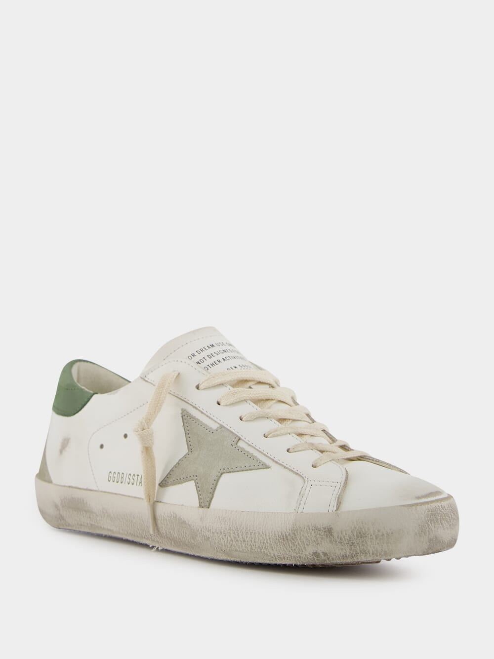 White Superstar Leather Sneakers with Green Details