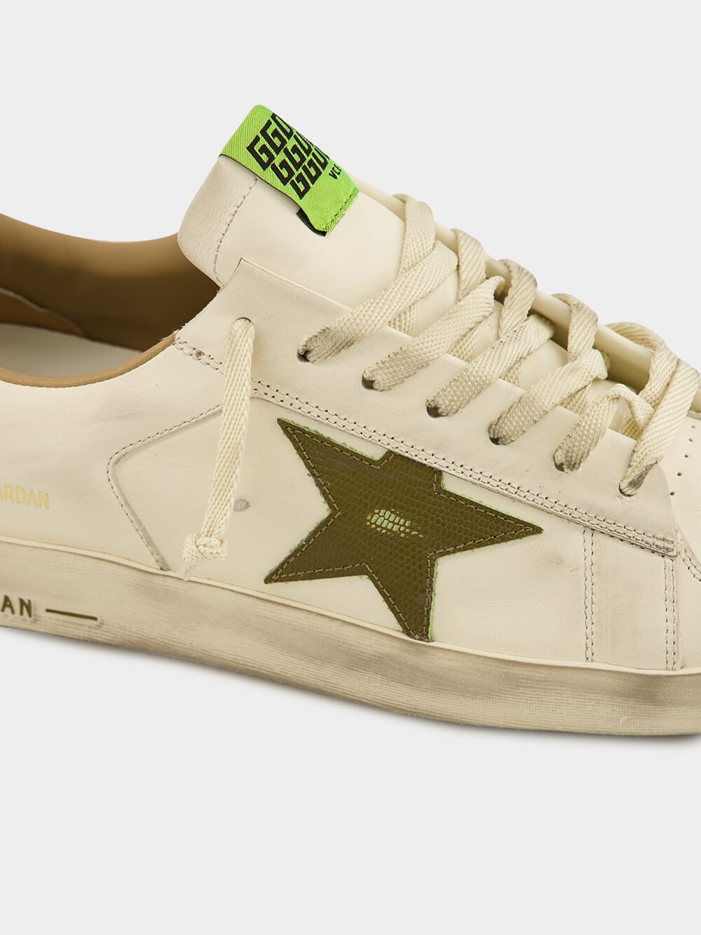 White Stardan Sneakers with Green Snake Star