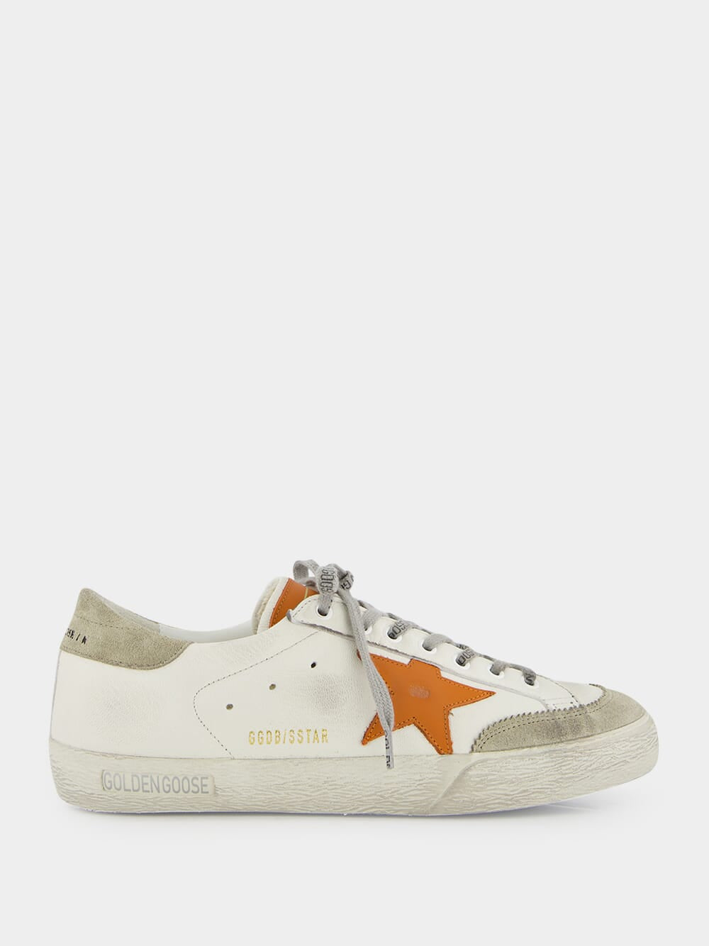 White and Orange Superstar Sneakers with Suede Heel