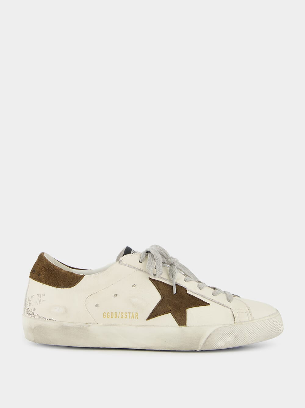 White and Brown Super-Star Leather Sneakers