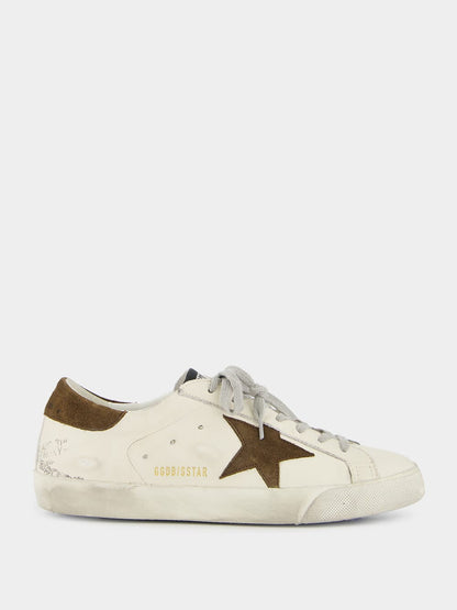 White and Brown Super-Star Leather Sneakers