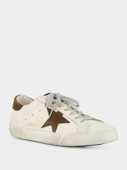 White and Brown Super-Star Leather Sneakers
