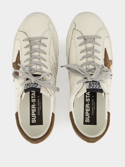 White and Brown Super-Star Leather Sneakers