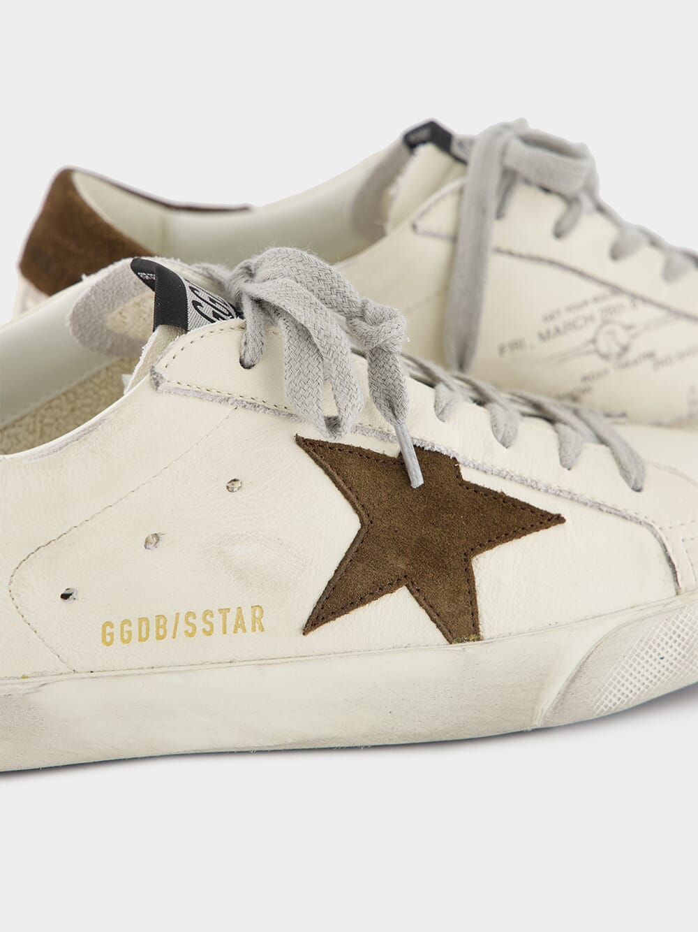 White and Brown Super-Star Leather Sneakers