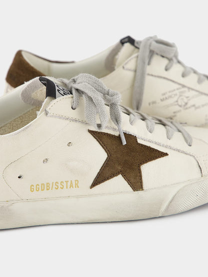 White and Brown Super-Star Leather Sneakers