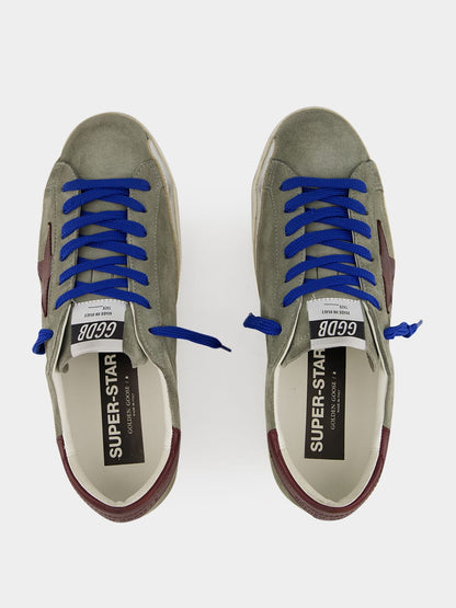 Dark Green 	Suede Superstar Sneakers with Brown Star