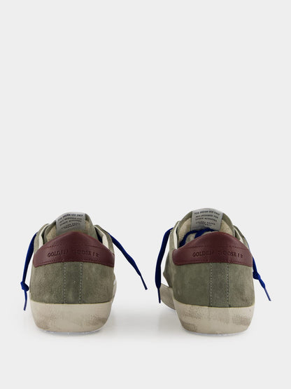 Dark Green 	Suede Superstar Sneakers with Brown Star