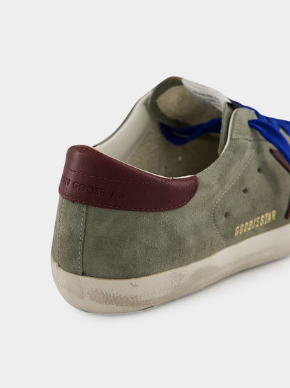 Dark Green 	Suede Superstar Sneakers with Brown Star