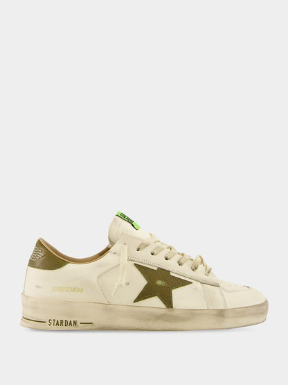 White Stardan Sneakers with Green Snake Star
