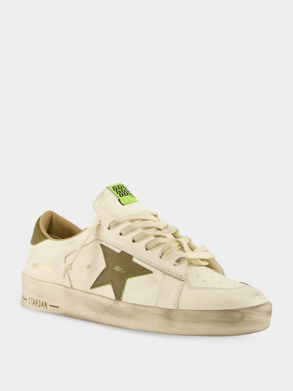 White Stardan Sneakers with Green Snake Star