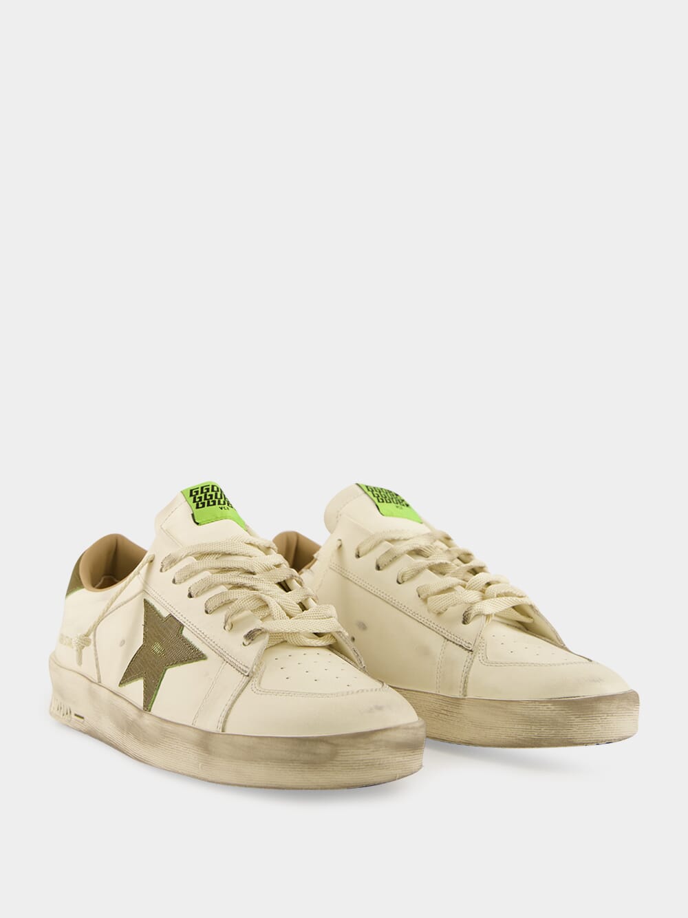 White Stardan Sneakers with Green Snake Star
