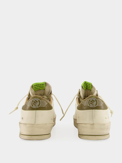 White Stardan Sneakers with Green Snake Star