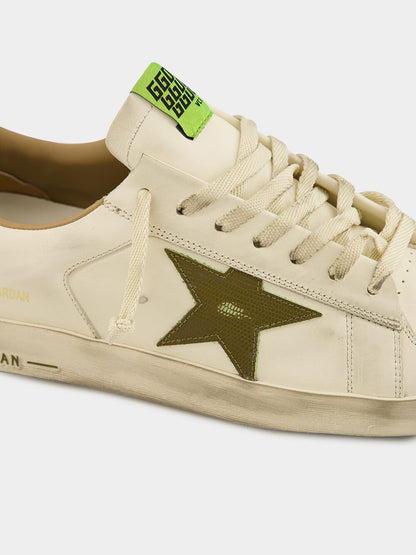 White Stardan Sneakers with Green Snake Star