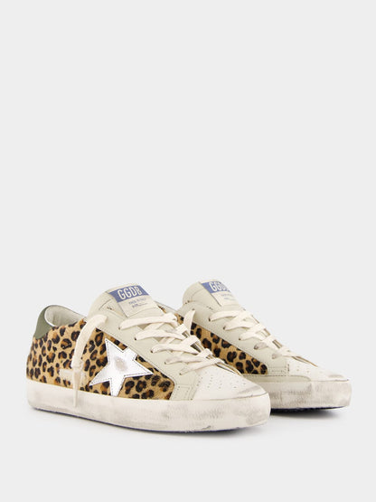Super-Star Classic Sneakers with Horsy Leather and Laminated Star
