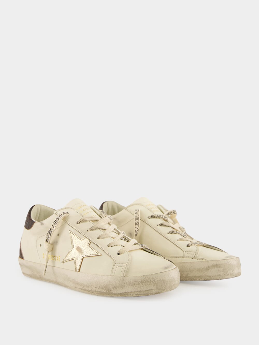 White and Burgundy Super-Star Sneakers