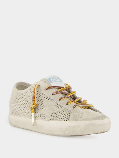 Super-Star Perforated Suede Sneakers in Grey