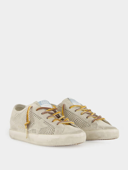 Super-Star Perforated Suede Sneakers in Grey